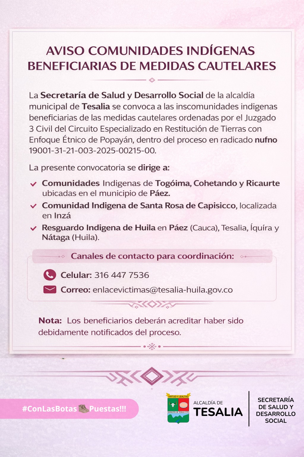 Noticia - 📢 ATENCIÓN COMUNIDADES INDÍGENAS – MEDIDAS CAUTELARES ⚖️🛡️