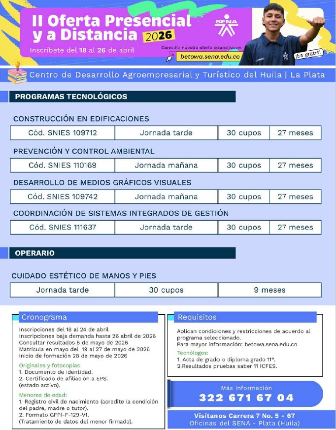 Noticia - 📚🚀 II OFERTA ACADÉMICA SENA 2026 ABIERTA 🚀📚